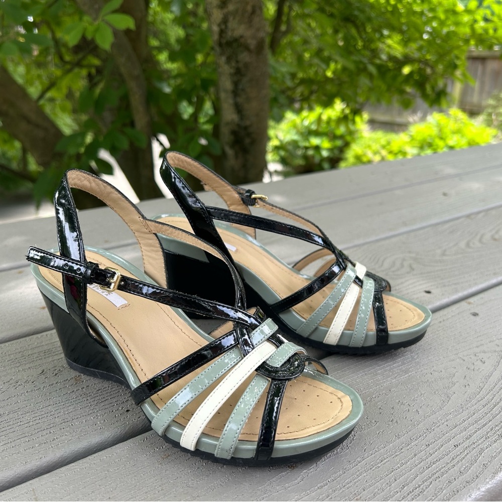 Geox Black and Gray Strappy Sandals